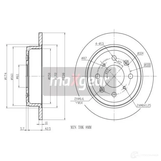 Тормозной диск MAXGEAR 29 5E4O8 190921 2836294