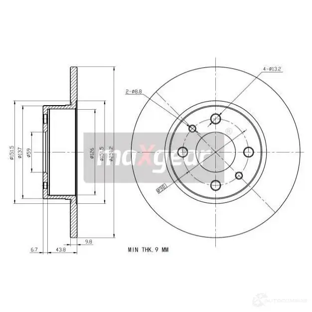 Тормозной диск MAXGEAR UO H7GXF 191199 2836781