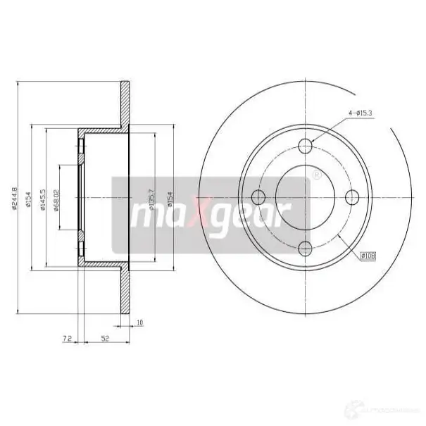 Тормозной диск MAXGEAR O2P CA66 190685 2835828