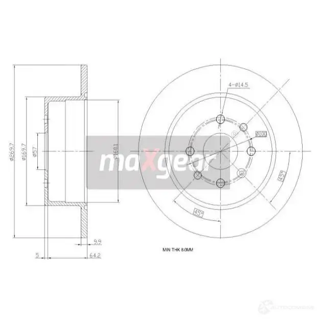 Тормозной диск MAXGEAR 2836071 4IAJ W46 190788