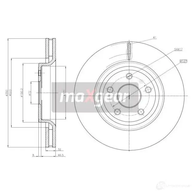 Тормозной диск MAXGEAR J 8ZIC 1228280749 193224