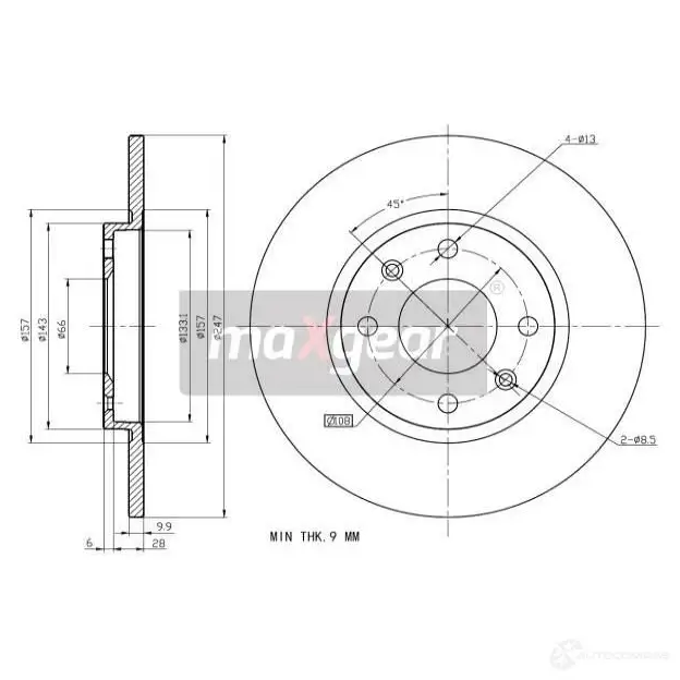 Тормозной диск MAXGEAR 190698 2835858 MKM C0