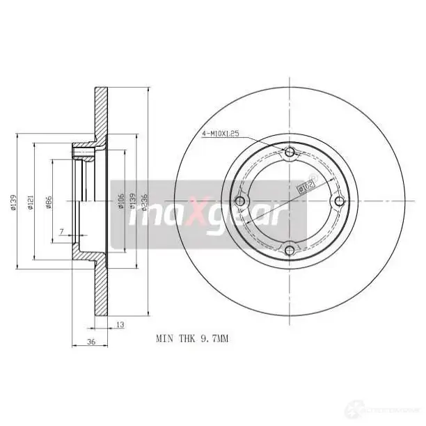 Тормозной диск MAXGEAR AS7YUN T 190702 2835866