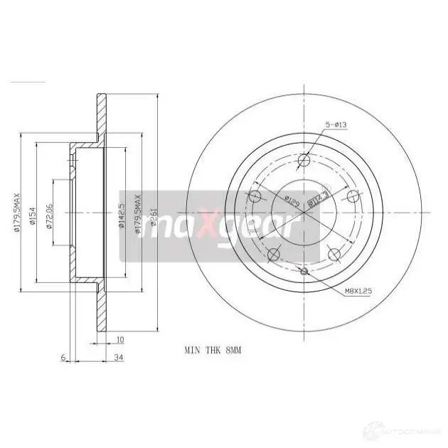 Тормозной диск MAXGEAR 190717 ZF 6Y2 2835897