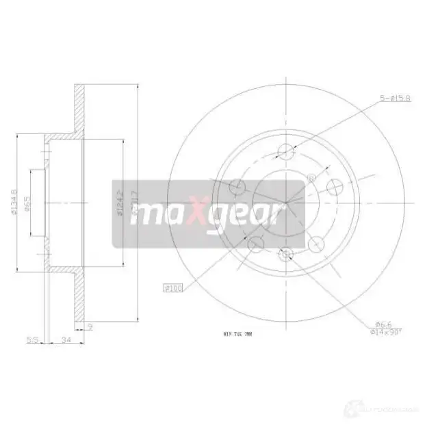 Тормозной диск MAXGEAR 190749max RH SJ5LR 2835975 изображение 0