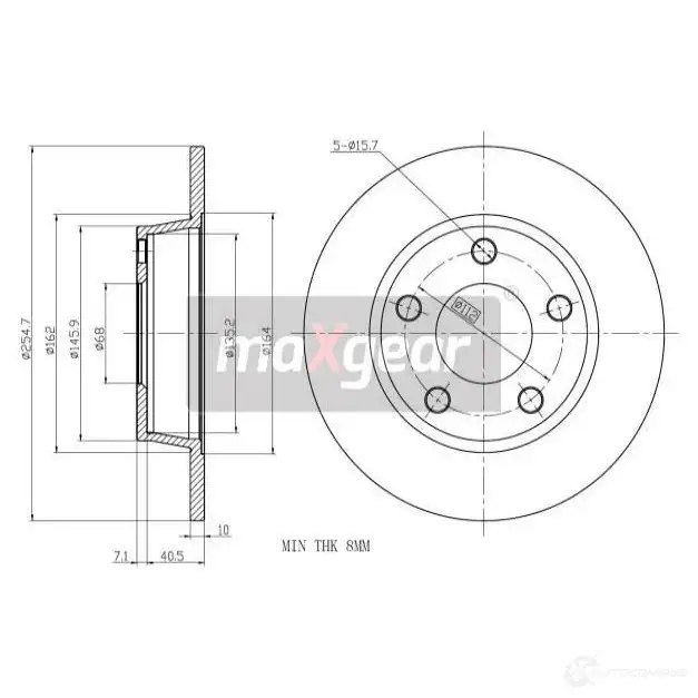 Тормозной диск MAXGEAR 191801max 1425009373 93IT J8 изображение 0