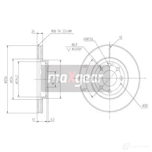Тормозной диск MAXGEAR 2835864 W RQWB 190701