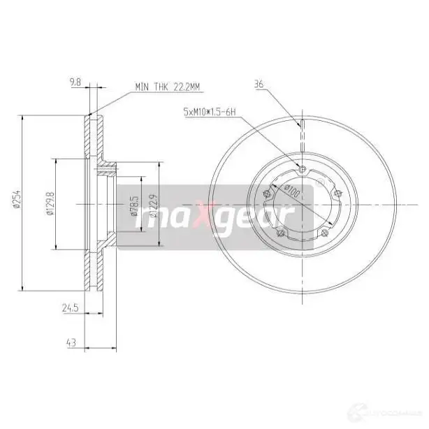 Тормозной диск MAXGEAR 190706 I6R7J X 2835873 изображение 0