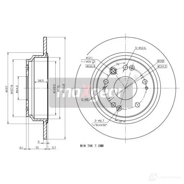 Тормозной диск MAXGEAR AH E3G1 191856 2837364 изображение 0