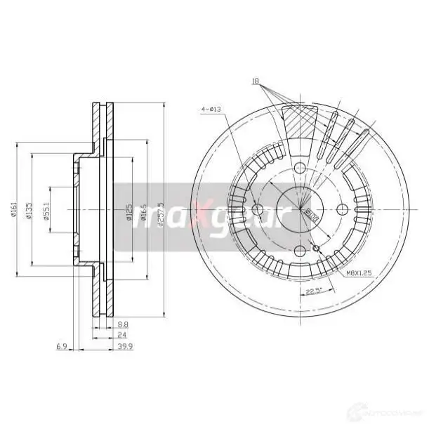 Тормозной диск MAXGEAR 190942max DU LKZ3T 1425005051 изображение 0