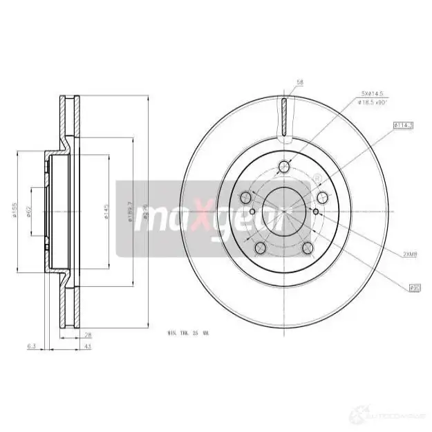 Тормозной диск MAXGEAR 2837386 OAF ZJ 191866 изображение 0