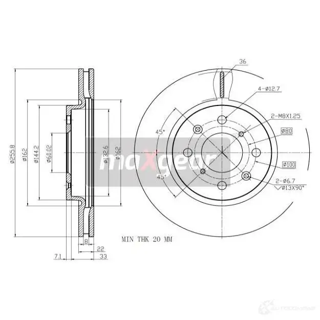 Тормозной диск MAXGEAR 193200 Y 3I6FKY 1228280665