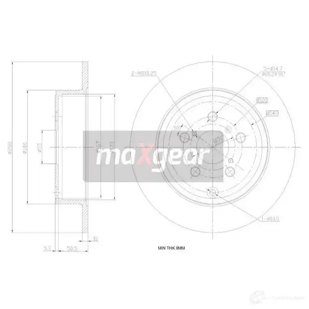 Тормозной диск MAXGEAR EI JWJB 2836390 190964 изображение 0