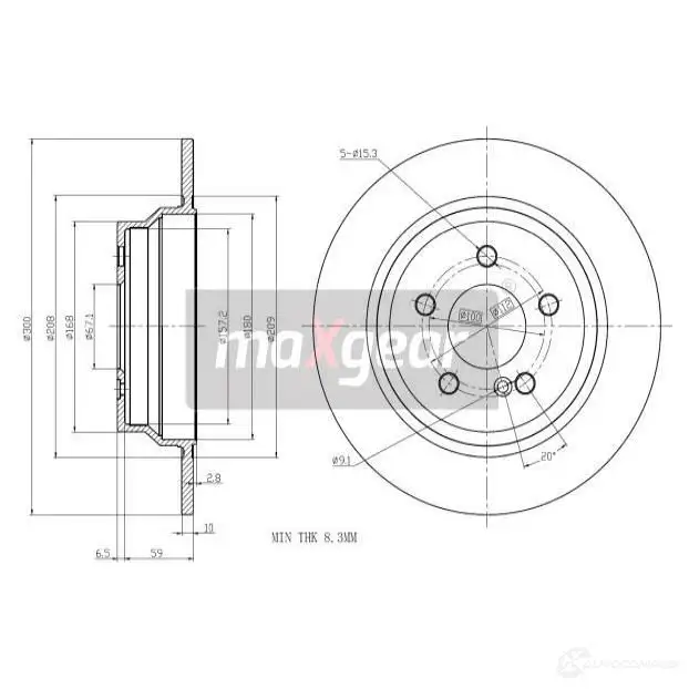 Тормозной диск MAXGEAR 2836779 191198 SFG J98N