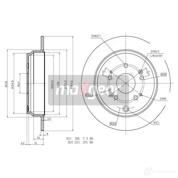 Тормозной диск MAXGEAR 2837362 191855 UR 233 изображение 0
