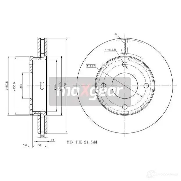 Тормозной диск MAXGEAR ON4 2Z 191857max 1425009383
