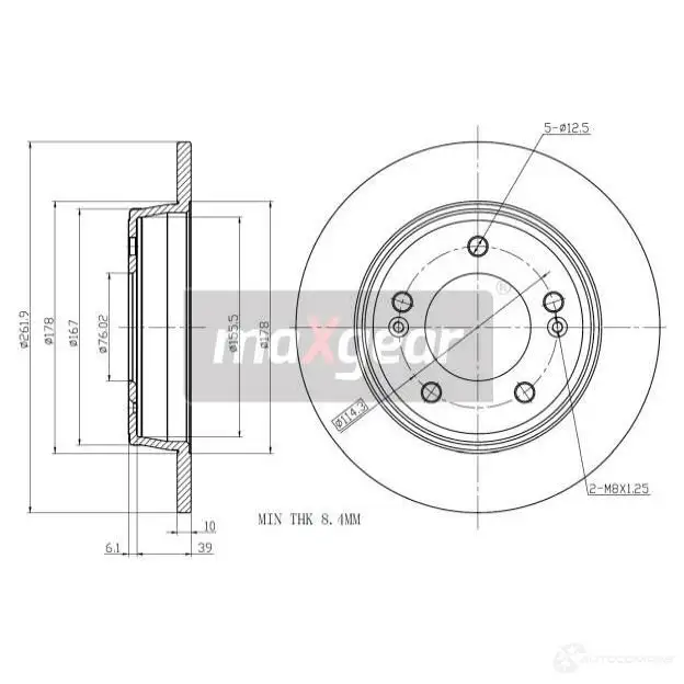 Тормозной диск MAXGEAR 192224max X 6JFZ 1425009607