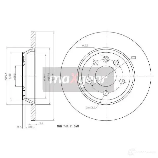 Тормозной диск MAXGEAR 191218 2836818 ST8RZ 4