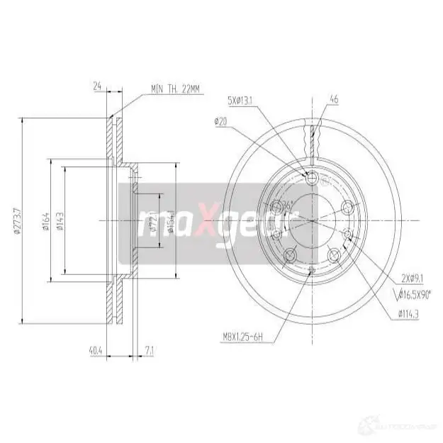 Тормозной диск MAXGEAR 2836344 O 7GVM38 190944