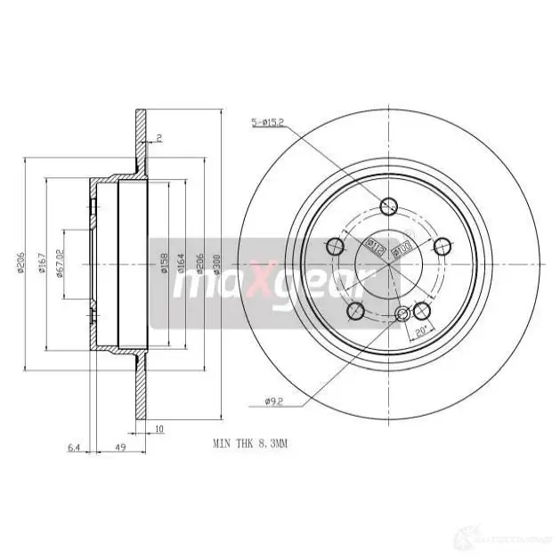 Тормозной диск MAXGEAR 192680max 1424435565 78 A3EAZ