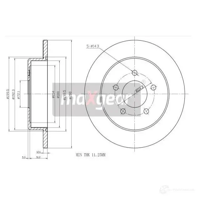 Тормозной диск MAXGEAR 1425005048 190912max HTU O3G