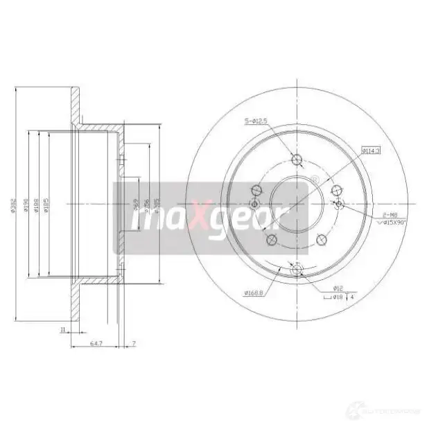 Тормозной диск MAXGEAR 2837382 E97 MD3 191864