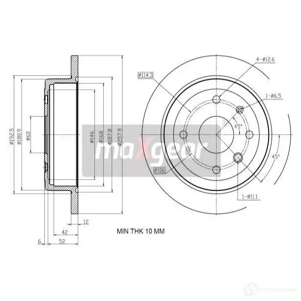 Тормозной диск MAXGEAR 2837784 192223 EZ2 K62A