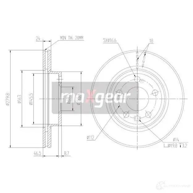 Тормозной диск MAXGEAR 2836107 OAP ZN 190801 изображение 0