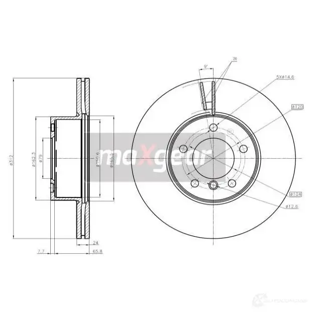 Тормозной диск MAXGEAR 1425009396 191941max UXT0N 4S изображение 0