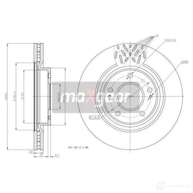 Тормозной диск MAXGEAR 7RVX7 M 192393 2838096