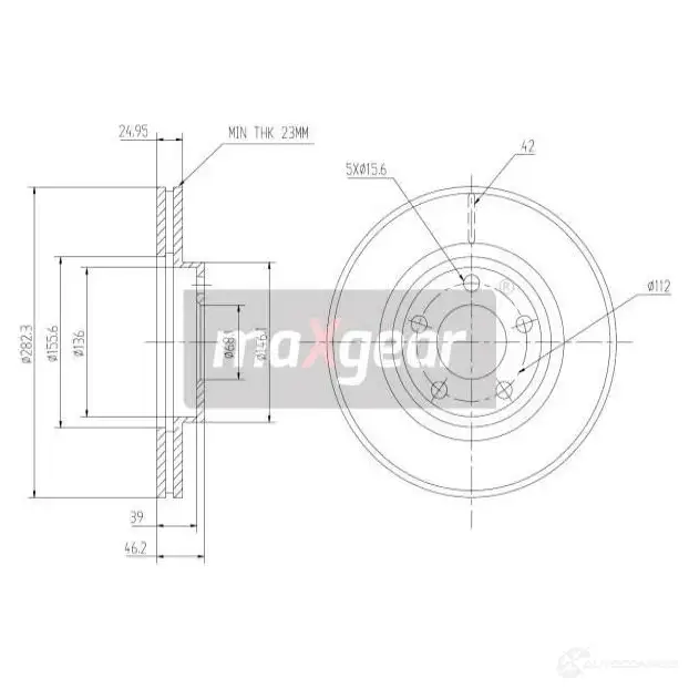 Тормозной диск MAXGEAR 190757 O WR31KG 2835995