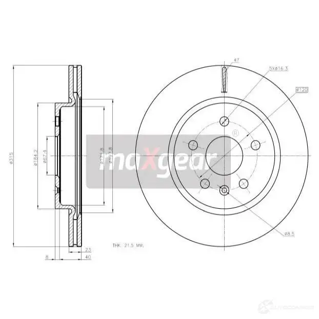 Тормозной диск MAXGEAR 192368max 1425009622 M GJFSPS