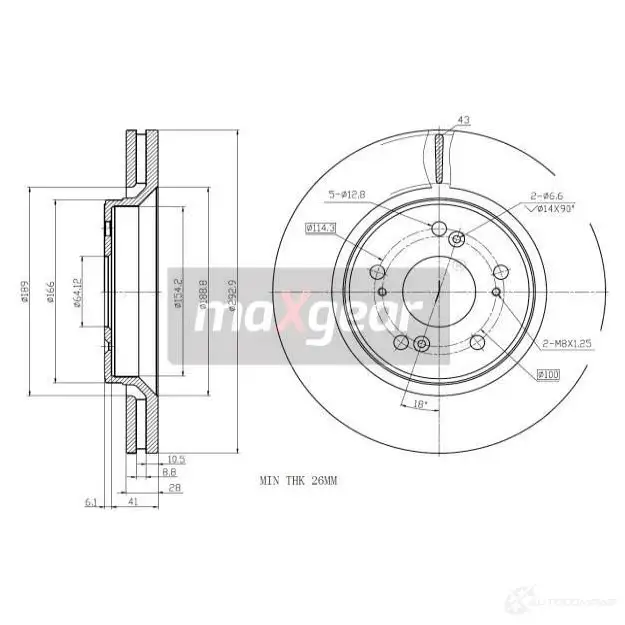 Тормозной диск MAXGEAR U5 OVH 191284max 1425005077