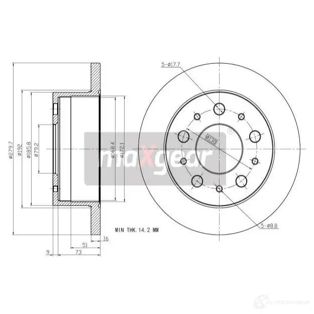 Тормозной диск MAXGEAR T H3VQ 2836611 191066