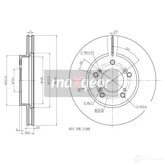 Тормозной диск MAXGEAR 2838406 192554 5 1DYXBL изображение 0