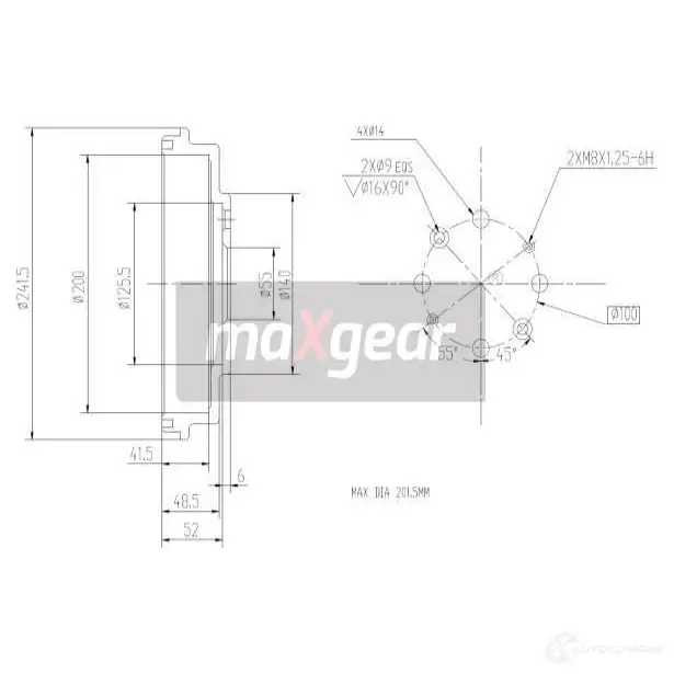 Тормозной барабан MAXGEAR 192313 AX 2EI6U 2837946