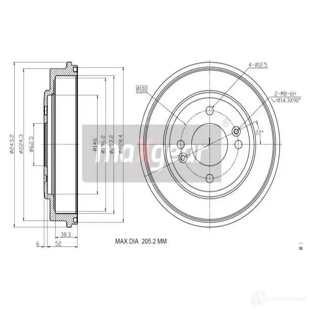 Тормозной барабан MAXGEAR 8T JAGG 193201 1228280669 изображение 0