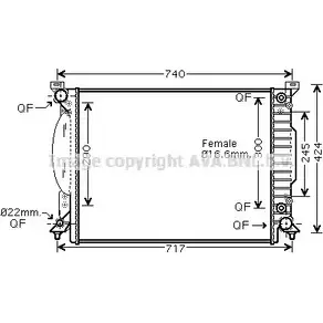 Радиатор охлаждения двигателя AVA QUALITY COOLING H R1D6W 2017781 AI2242 ZT6RZPK