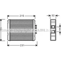 Радиатор печки, теплообменник AVA QUALITY COOLING T5G3 55M 2017941 4045385051229 AI6198