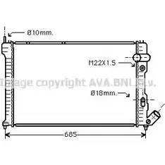 Радиатор охлаждения двигателя AVA QUALITY COOLING 2019327 CN2071 Y5VGSV IXR V8