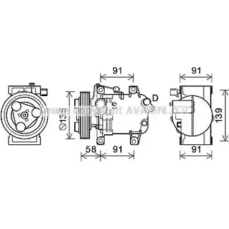 Компрессор кондиционера AVA QUALITY COOLING 4045385197255 DNK395 2020569 1YSQ FZ изображение 0