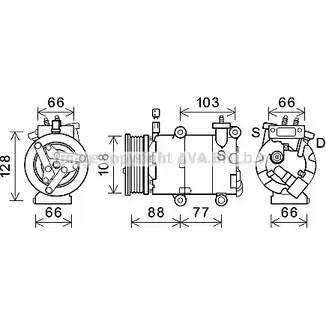 Компрессор кондиционера AVA QUALITY COOLING 2 0CVYM FDK585 2021580 JGYNJJK