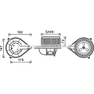 Моторчик вентилятора печки AVA QUALITY COOLING 4045385194902 Y 4WFM9 2022087 FT8427
