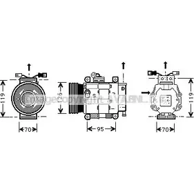 Компрессор кондиционера AVA QUALITY COOLING E0MR QOP 4045385036295 2022253 FTK048