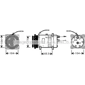 Компрессор кондиционера AVA QUALITY COOLING 4045385036325 FTK064 2022258 8J EYWEF