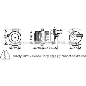Компрессор кондиционера AVA QUALITY COOLING FTK333 0WUA BW6 2022269 4045385072606