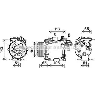 Компрессор кондиционера AVA QUALITY COOLING HDK278 2022629 I BK99 4045385191734