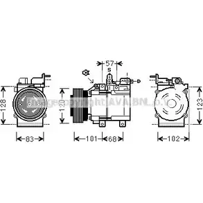 Компрессор кондиционера AVA QUALITY COOLING HYAK123 4045385186679 2023105 IOZ B0