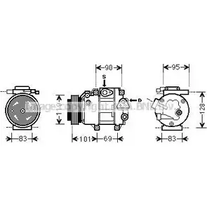 Компрессор кондиционера AVA QUALITY COOLING 2023114 7ME LCS HYAK237 4045385216291 изображение 0