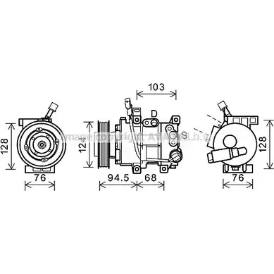 Компрессор кондиционера AVA QUALITY COOLING 2023180 7PKW K X1KIZ HYK295